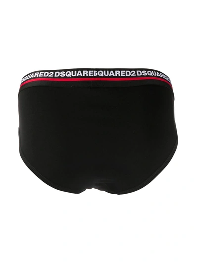 Shop Dsquared2 Two-pack Logo Waistband Briefs In Black