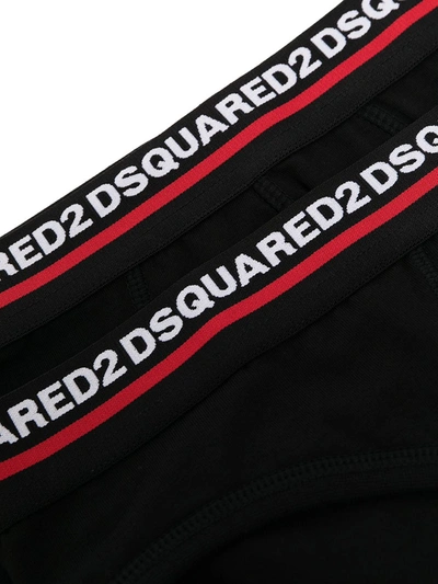 Shop Dsquared2 Two-pack Logo Waistband Briefs In Black