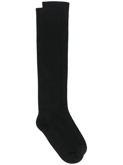 Shop Rick Owens Logo Knee-high Socks In Black