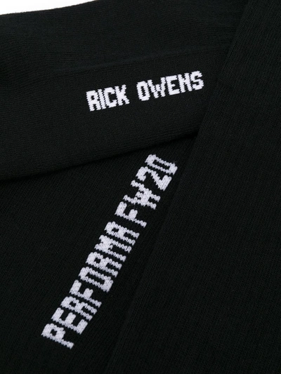 Shop Rick Owens Logo Knee-high Socks In Black