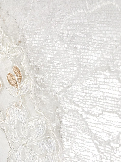 Shop La Perla Lace Embroidered Thong In White