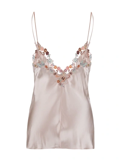 Shop La Perla Floral Embroidered Camisole Silk Top In Pink