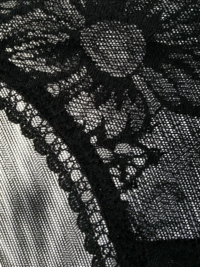 Shop La Perla Lace-embroidered Thong In Black