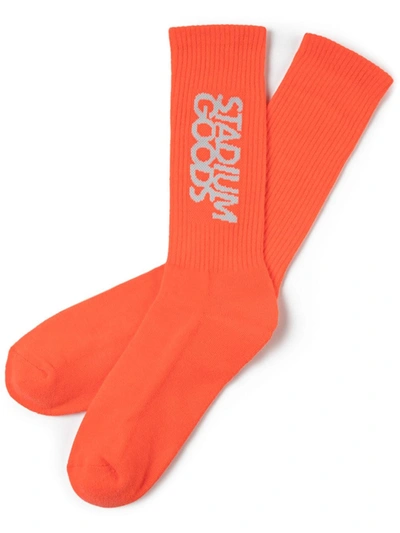 Shop Stadium Goods Logo "infrared" Crew Socks In Orange