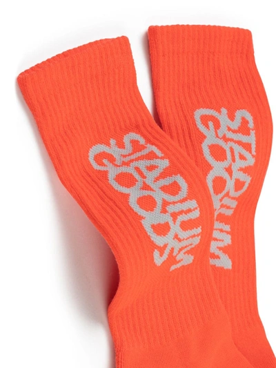 Shop Stadium Goods Logo "infrared" Crew Socks In Orange