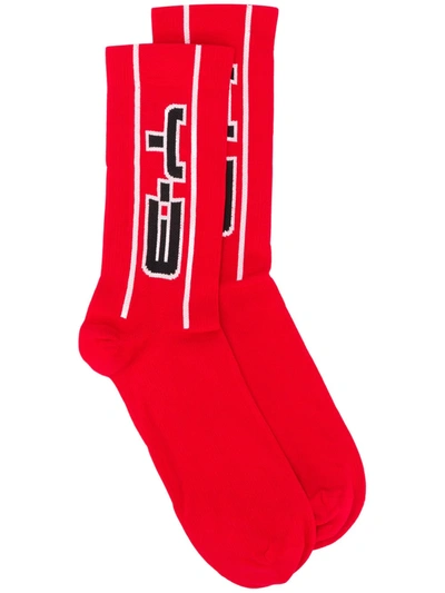 Shop Y-3 Intarsia-knit Ankle Socks In Red