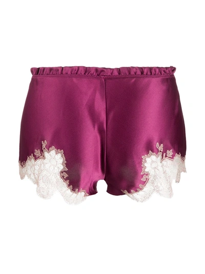 Shop Carine Gilson Floaty Lace Shorts In Purple