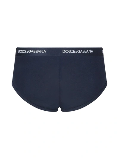 Shop Dolce & Gabbana Brando Logo-waistband Briefs (pack Of Two) In Blue