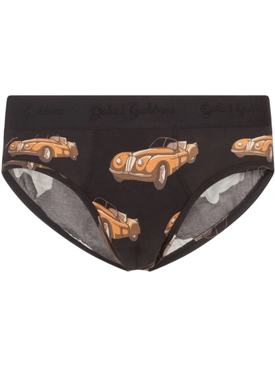 Shop Dolce & Gabbana Car-print Briefs In Black