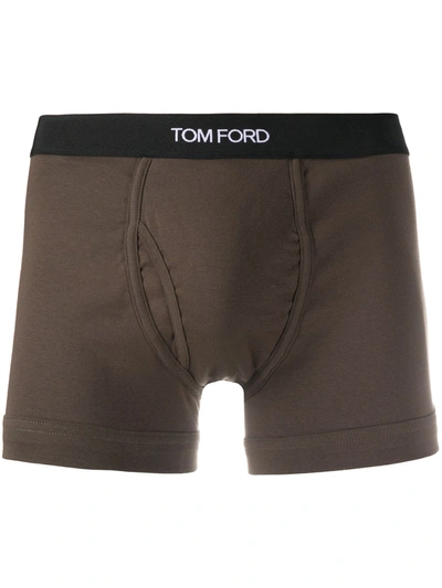 Shop Tom Ford Logo Waistband Boxers In Green