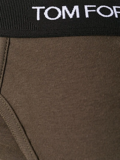 Tom Ford Logo Cotton Briefs In Green