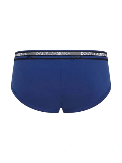 Shop Dolce & Gabbana Brando Logo-waistband Briefs In Blue