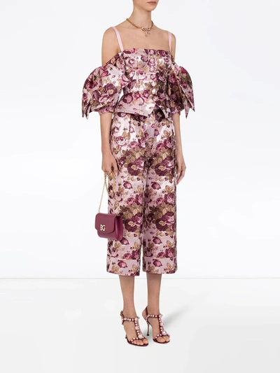 Shop Dolce & Gabbana Rose Print Jacquard Corset Top In Pink