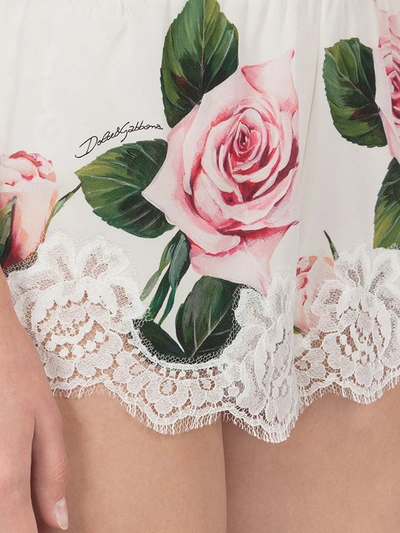 Shop Dolce & Gabbana Rose Lace-trim Shorts In White