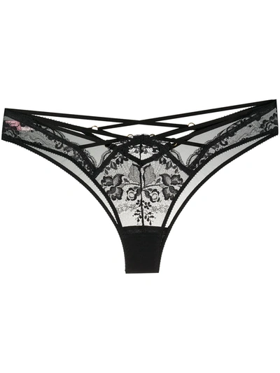 Shop Agent Provocateur Floral Lace Thong In Black