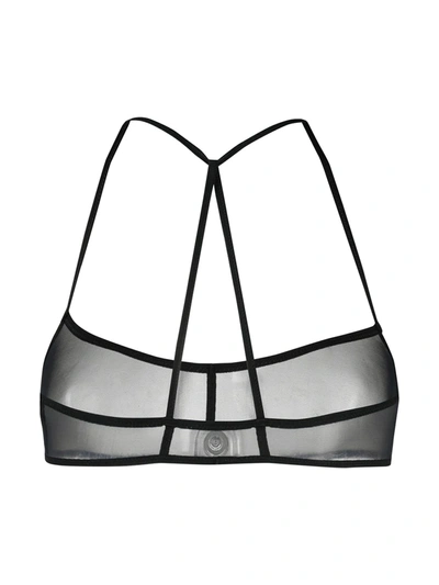 Shop Ann Demeulemeester Transparent Mesh Bra In Black