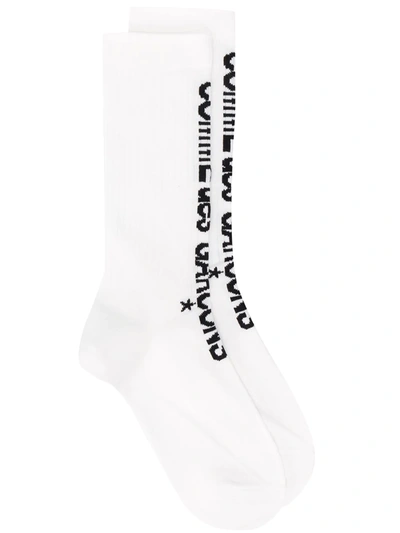 Shop Comme Des Garçons Logo Print Socks In White