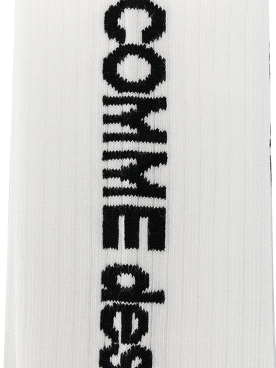 Shop Comme Des Garçons Logo Print Socks In White