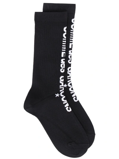 Shop Comme Des Garçons Logo Print Socks In Black