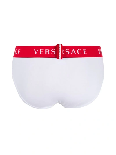 Shop Versace Logo-band Briefs In White