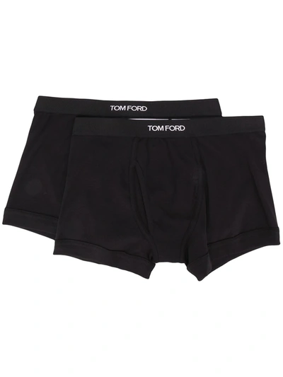 Shop Tom Ford Two-pack Logo Waistband Boxers In Black