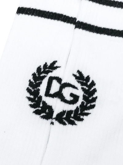 Shop Dolce & Gabbana Dg Logo Cotton Socks In White