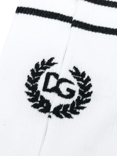 Dolce & Gabbana Cotton Socks With Jacquard Dg Logo In White