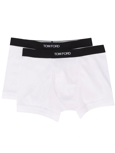 Shop Tom Ford Logo Waistband Boxers In White