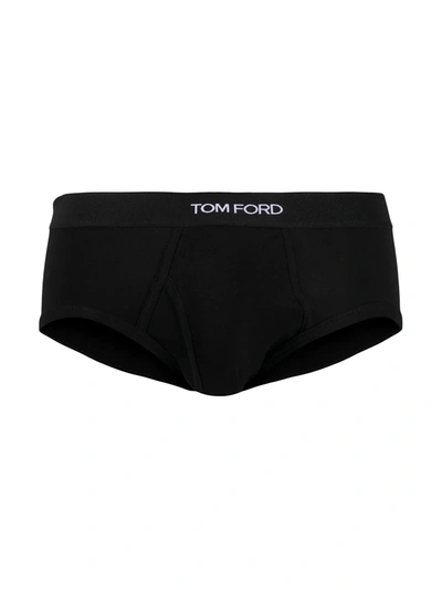 Shop Tom Ford Two-pack Logo Waistband Briefs In Black