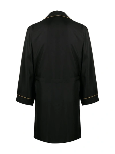 Shop Versace Jacquard Silk Robe In Black