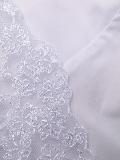 Shop La Perla Lace Trim Thong In White