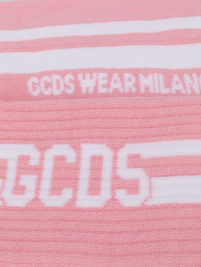 Shop Gcds Logo-stripe Socks In Pink