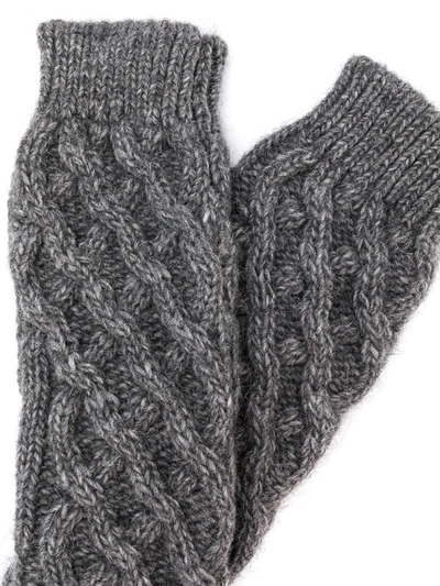 Shop Dolce & Gabbana Cable-knit Knee-high Socks In Grey