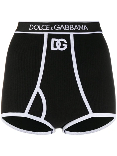 Shop Dolce & Gabbana Dg High-waisted Briefs In Black