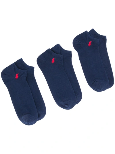 Shop Polo Ralph Lauren Pony Motif Ankle Socks In Blue