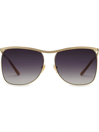 Shop Gucci Square Frame Sunglasses In Gold