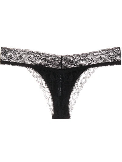 Shop La Perla Good Vibes Lace Thong In Black