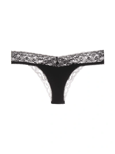 Shop La Perla Good Vibes Lace Thong In Black