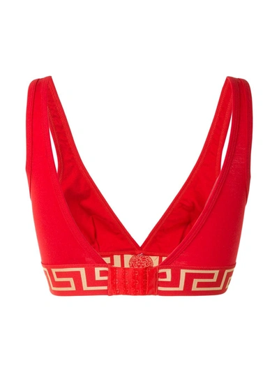 Shop Versace Greek Detail Bra In Red