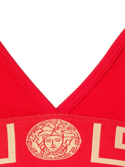 Shop Versace Greek Detail Bra In Red