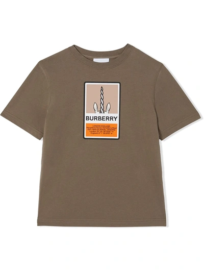 Shop Burberry Graphic-print Crew Neck T-shirt In Grey