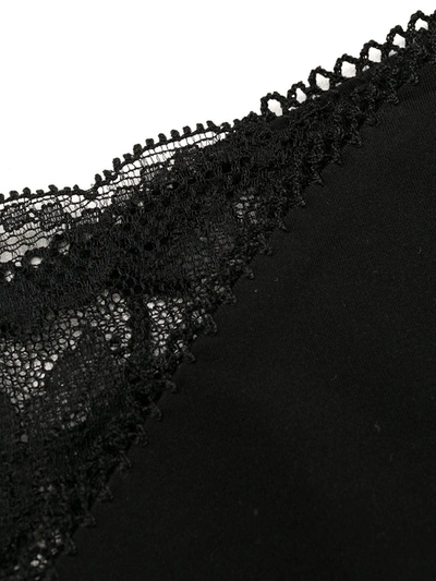 Shop La Perla Lace Insert Thong In Black
