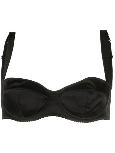 Shop Dolce & Gabbana Embroidered Logo Bra In Black