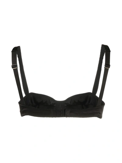 Shop Dolce & Gabbana Embroidered Logo Bra In Black