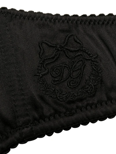 Shop Dolce & Gabbana Embroidered Logo Bra In Black