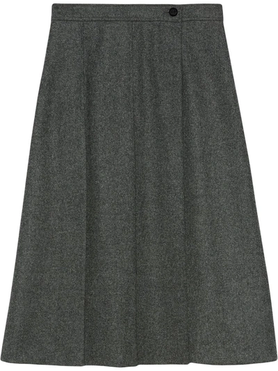 Shop Gucci Pleated Flannel Skirt In Grey
