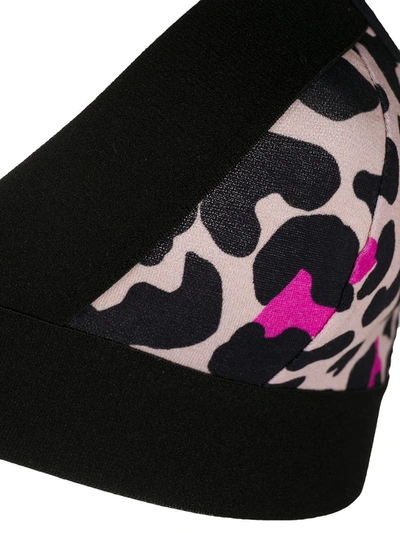 Shop Moschino Leopard Logo Print Triangle Bra In Black