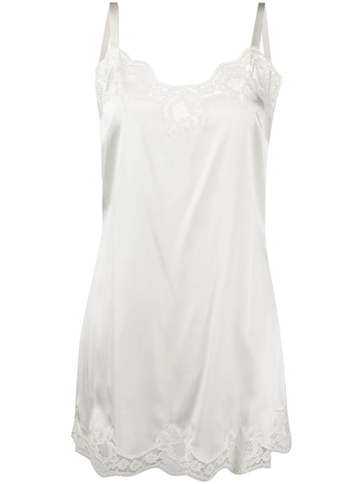 Dolce & Gabbana Lace-detail Satin Slip Dress In White
