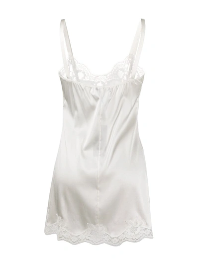 Dolce & Gabbana Lace-detail Satin Slip Dress In White