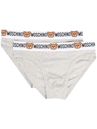 Shop Moschino Teddy Bear Waistband Briefs In Grey